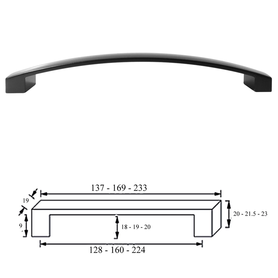 Decoranddecor Flat Width Handles Curved Bow Kitchen Cabinet Drawer Cupboard  - Image 4 of 4