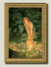 Midsummers Eve, Edward Hughes, 8 X 12  print on canvas, gold frame, fairy circle