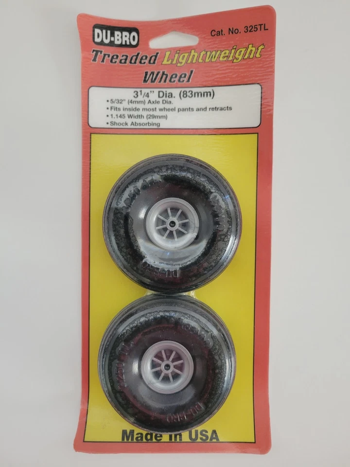 DU-BRO #325TL Treaded Lightweight RC Airplane Wheels 3 1/4" Diameter 83mm New - Image 3 of 4