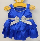Build A Bear~ Sapphire Blue Sleeveless Satiny Party Dress w/Ruffled Skirt * 2013