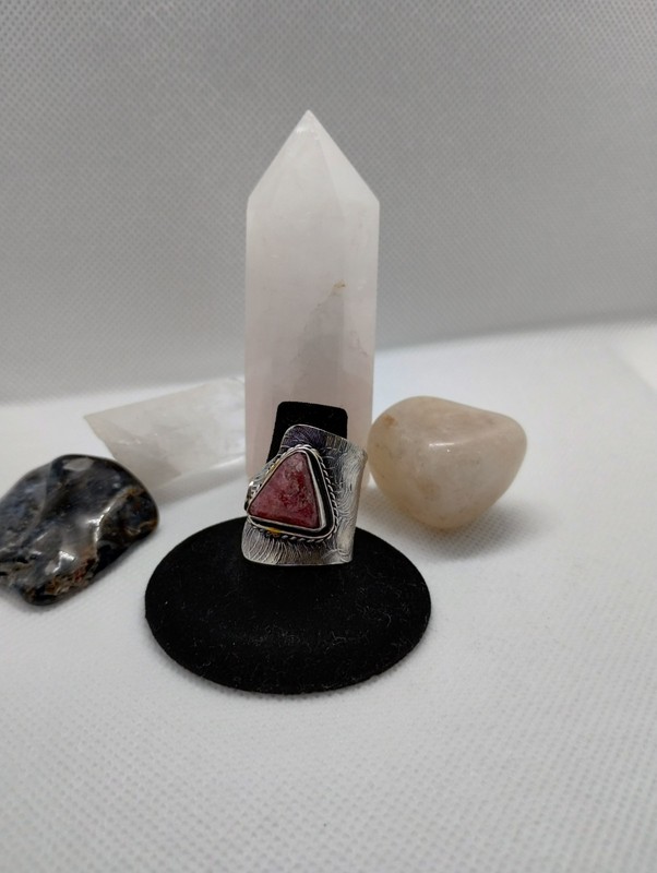 Dark Pink Quartz Natural Stone 925 Sterling Silver Ring Sz 6