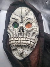 Skeleton Full Hoodie Mask with Hologram Eyes-Skull Halloween Adult Skull VTG
