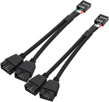 2 Pack Motherboard USB 2.0 to Dual 9 Pin Extension, USB Header Splitter for Inte