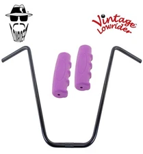 Original Lowrider 24" 22.2 D Handlebar Black 0214 120mm Grips Solid/Purple