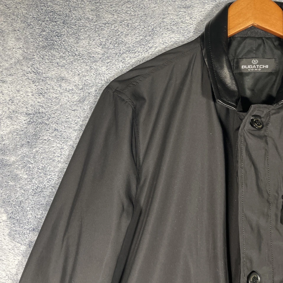 Bugatchi Uomo NUEVO CON ETIQUETAS Para hombres Cremallera Completa Botones Chaqueta Cuero Cuello Bolsillos en la Delantera Foto 3 de 4