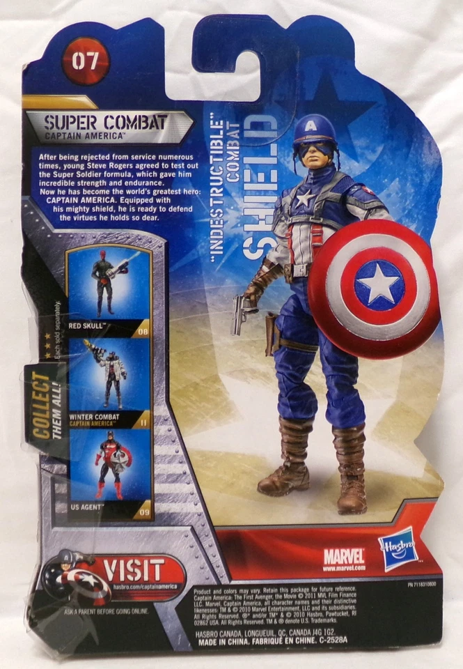 Figura de acción Hasbro 2011 Marvel CA: TFA Super Combat Capitán América 5" sellada Foto 3 de 4