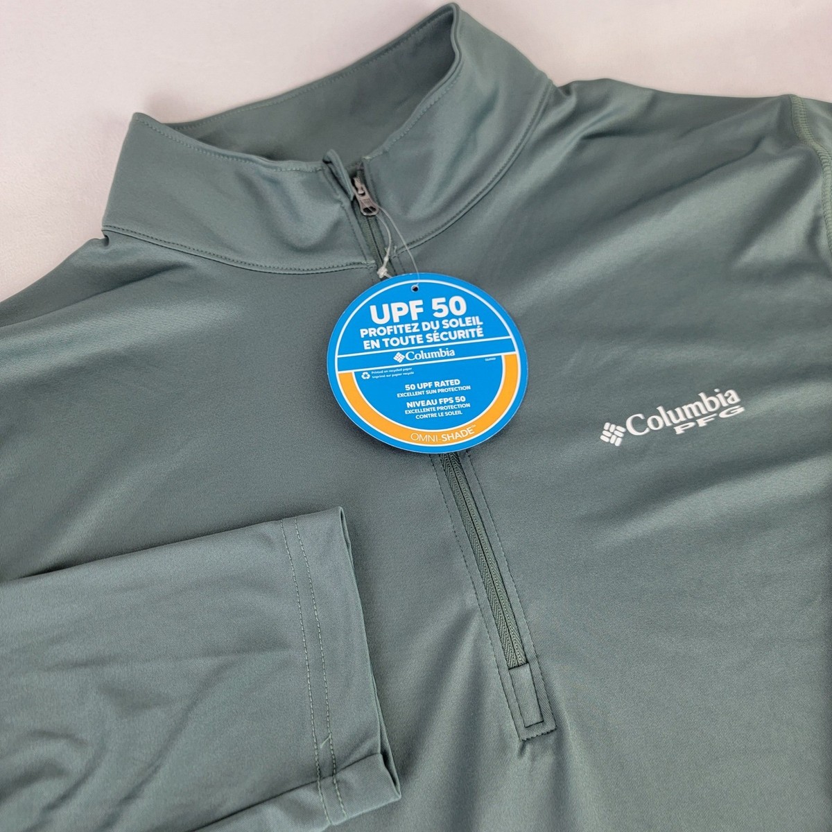 Columbia PFG Mens Medium Long Sleeve Quarter Zip UPF 50 Sun