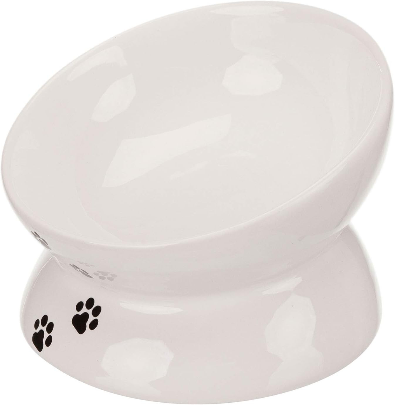 Set 2 Ciotole Ceramica Gatto: Mangiatoia Doppia per Acqua e Cibo