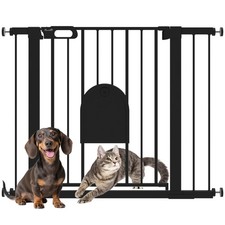 PawHut 75-103 cm Pet Safety Gate Pressure Fit Stair w/ Small Door Double Locking