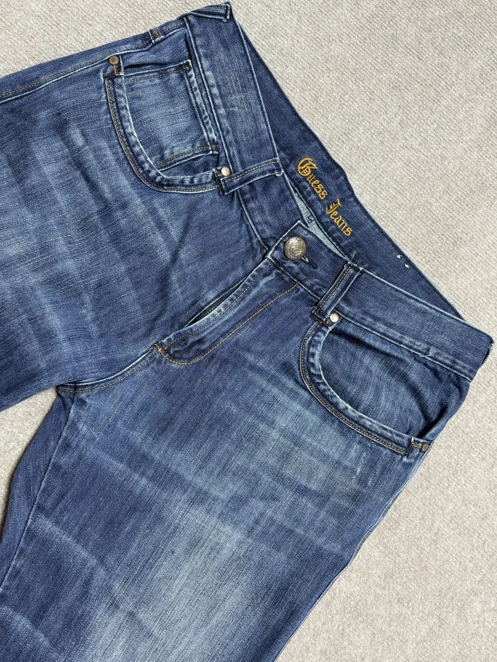 Guess Jeans Pants Mens 36 Relaxed Fit Straight Leg Distressed Frayed Hem Denim - Image 2 of 4