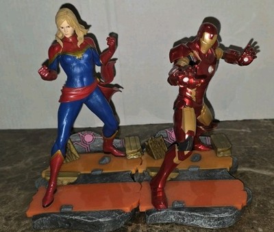 Lot of 2: Marvel vs. Capcom Infinite Captain Marvel & Iron Man Statue Figures