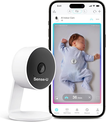 AI Baby Camera Monitor with Sensor-Free Sleep Breathing Movement Detection, Smar