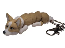 Flexibabies Pembroke Corgi 3.5" Articulated 3d Puppy Dog  Fidget Toy Keychain