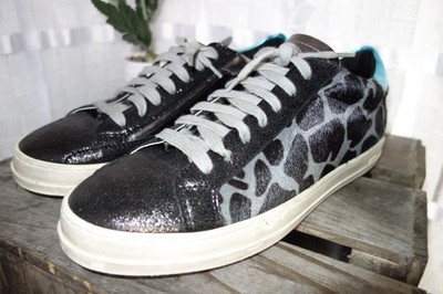 P448 Designer Sneaker Schuhe 40 schwarz grau AQUA Blau METALIC Spiegel GLITZER