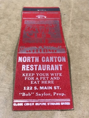 Vintage North Canton Restaurant - Matchcover, Matchbook