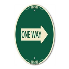 Designer Sign One Way With Right Arrow 12" x 18" Metal Sign