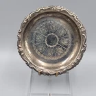 Vintage Miniature Silver Plated Metal Tray Ornate Round Made in Italy  4 1/8"