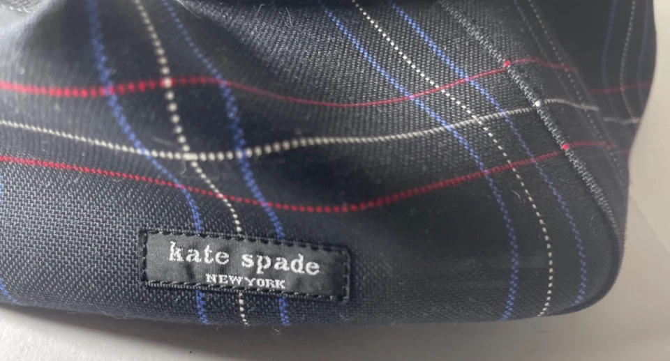 Vintage 2003 Kate Spade blue plaid drawstring purse w original dustbag - Image 4 of 4