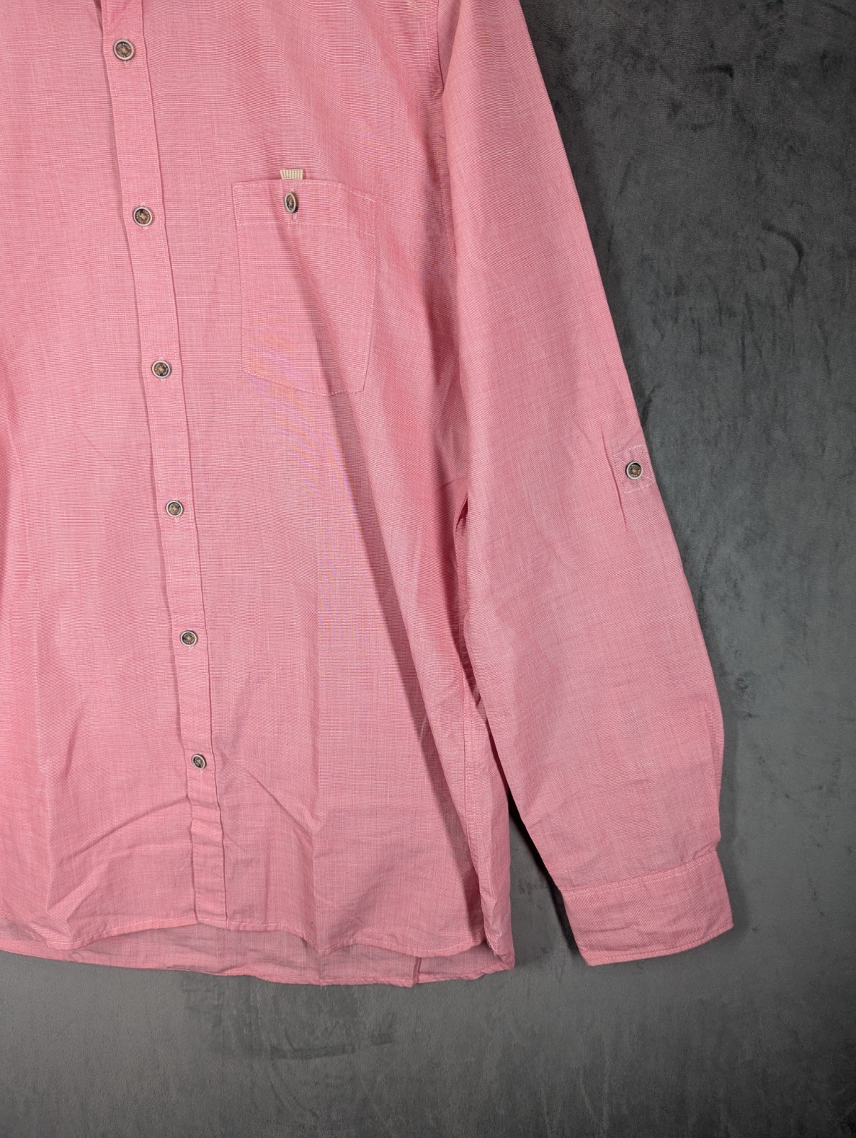 Ted Baker Shirt Men’s Size Large Slim Cotton Roll Up Sleeves Pink Ted 4 Smart image 4