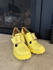 New Womens John Fluevog Stop Sosta Yellow Mary Jane Heel with Buckle Size 11