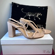 RAYE Amit Sandal in Nude high chunky block heel strappy slingback Size 9