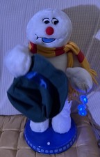 Gemmy Christmas Spinning Snowflake Frosty the Snowman & Lifts Hat Works With Box