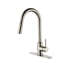Stainless Steel Single Handle Kitchen Faucet: High Arc Pull Down/Out Sprayer