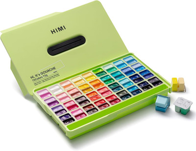 HIMI Twin Cup Jelly Gouache Paint Set, 72 Colors 12G, Jelly Cup Design, Non Toxi