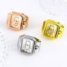 Minimalist Square Ring Watch – Creative Quartz Finger Timepiece for Couples