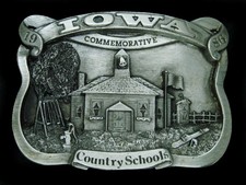 TG15123 NOS VINTAGE 1986  IOWA COUNTRY SCHOOLS  COMMEMORATIVE BELT BUCKLE