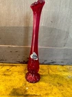 Vintage Fenton 8.25" Red Ruby Bud Vase Diamond Star Pattern Swung Glass