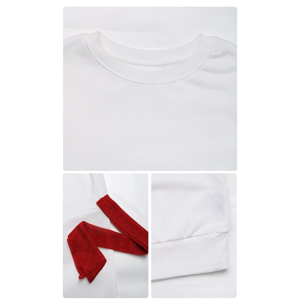 VETEMENTS Felpa donna bianca traspirante cotone poliestere con fiocco e girocollo