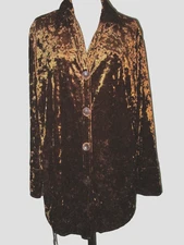 HARVE BENARD BRONZE PANNE VELVET L/S BOYFRIEND BIG SHIRT 1X GREAT BUTTONS! EXC!!