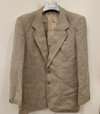 Vintage pure wool tweed classic beige hunting jacket blazer 40R