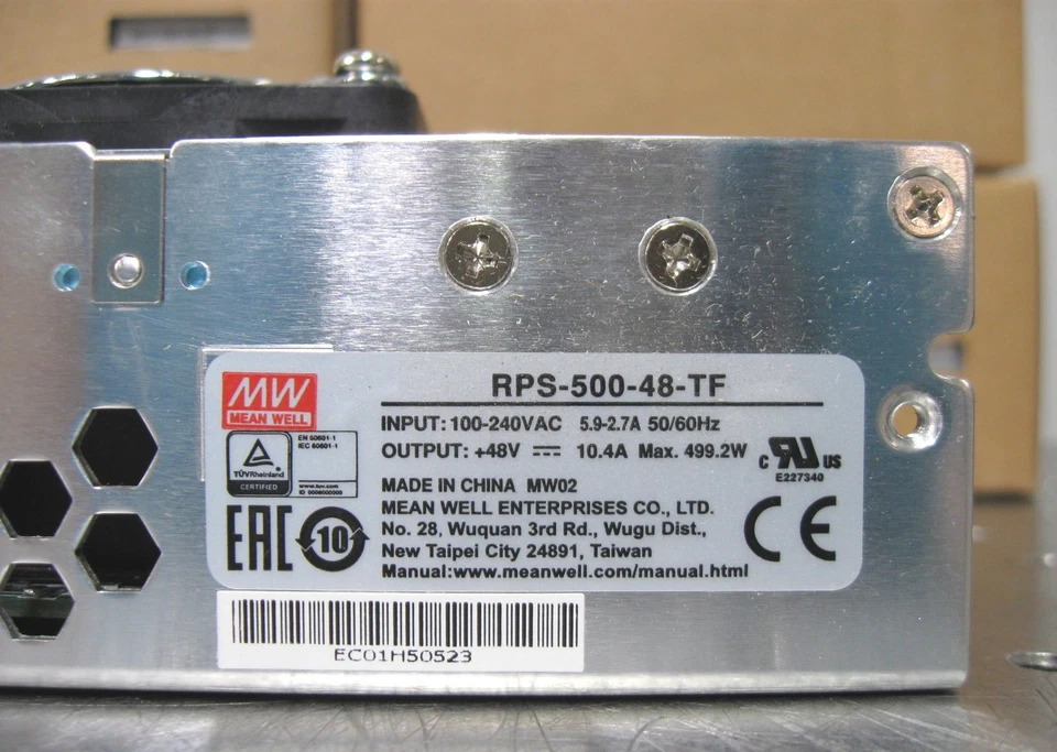 C200195 Lote 4 Fuente de Alimentación CC Mean Well RPS-500-48-TF (+48VDC, 10.4A, 499.2W) Foto 4 de 4