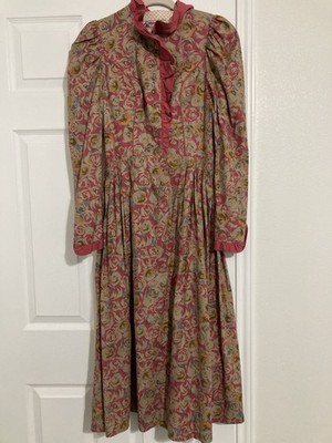 Vintage Alphorn Trachtenmode German Austrian Floral Tracht Dress Size Small