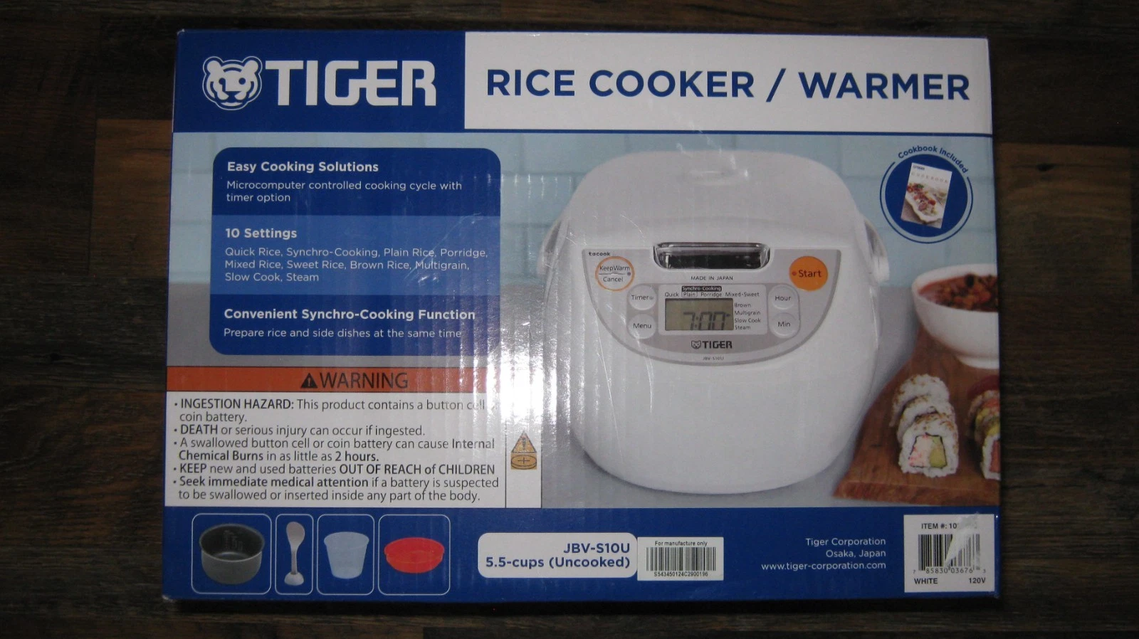 NEW SEALED TIGER RICE COOKER/WARMER 5.5 CUPS MICRO COMPUTER CONTROL