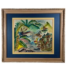 HENRY VALENTINE MILLER NOVELIST ARTIST ANTIQUE WATERCOLOR VINTAGE PAINTING