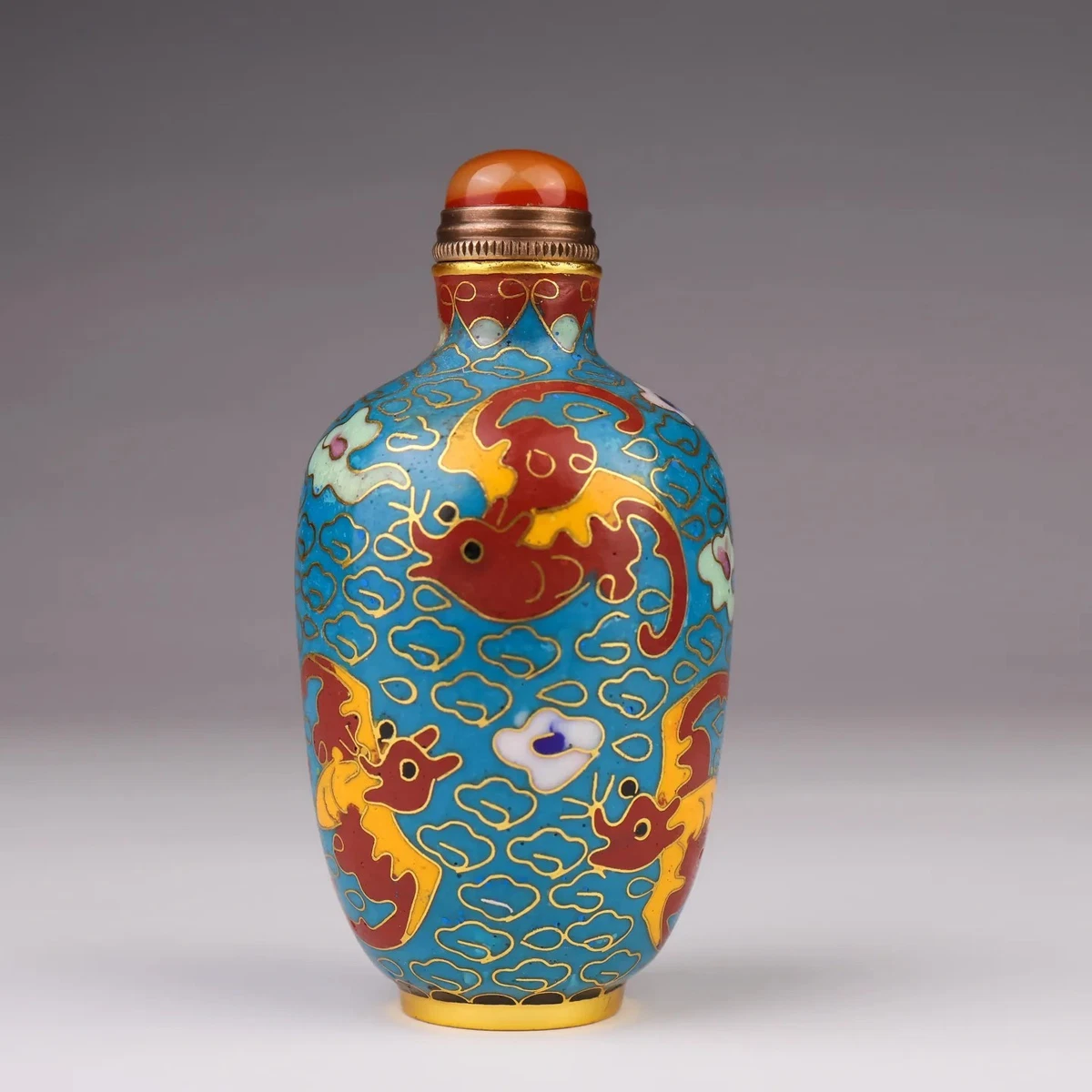 蓝色景泰蓝古董中国鼻烟壶| eBay