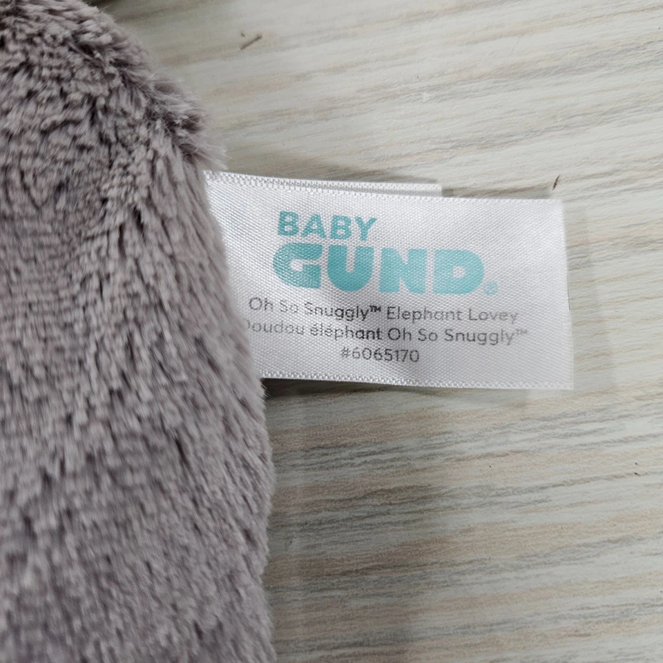 Baby GUND Oh So Cómodo Elefante Lovey Manta de Seguridad Gris Plano Juguete de Peluche Foto 2 de 4