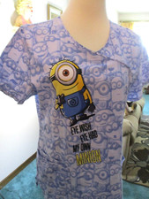 Despicable Me Women's Size S/M "Eye Wish Eye Had My Own Minion" Scrub Top