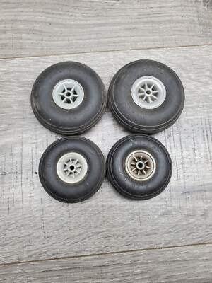 2 Pairs Du-bro Wheels Rubber Treaded 2.75'' And 2.25'' Rc Airplane