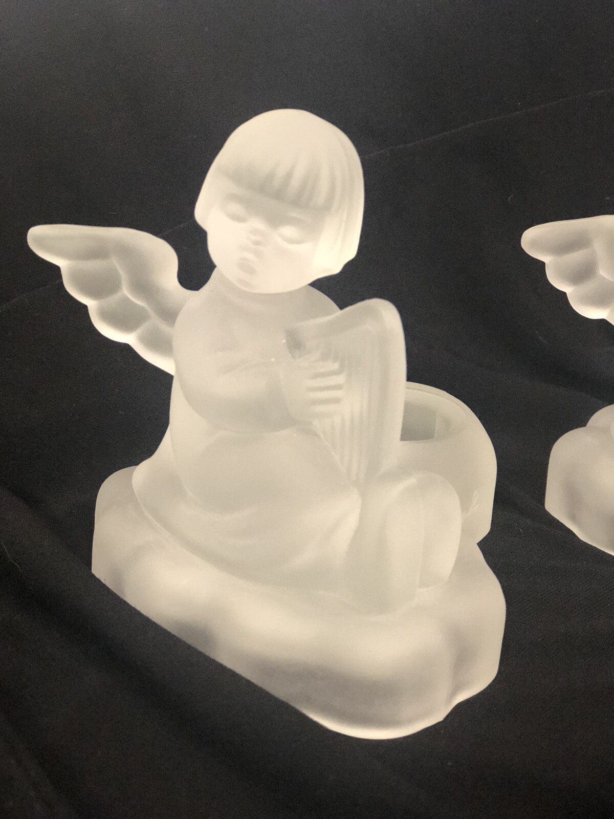 GOEBEL1995 ANGEL FROSTED GLASS 24 LEAD CRYSTAL CANDLE HOLDERS BY M J HUMMEL SET eBay