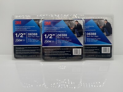 3M 06388 Auto Acrylic High Bond Premium Attach Tape 1/2'' x 20yd 6388 (like 6382)
