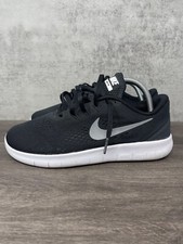 Nike Free RN Kids 6.5 Black White Running Trainer Shoe 833989-001 Silver GS