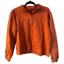 Universal Threads Orange Quilted Quarter Zip Pullover Sweater A Small