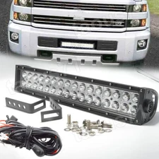 Custom Fit 15-24 Chevy Silverado 2500/3500HD Front Bumper 96W LED Light Bar Kits