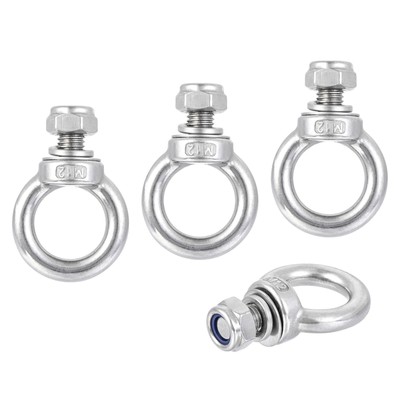 Eye Lifting Bolt M12 x 20mm Male Thread 304 Steel, 4 Sets