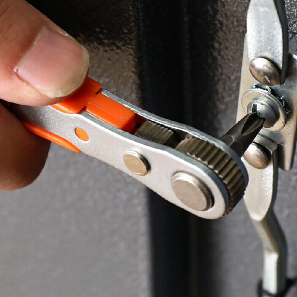 1/4" Right Angle Ratchet Wrench Screwdriver Pocket Home Car Furniture Repair 11P