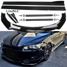 Front Bumper Lip Spoiler Side Skirts Rear Glossy Black For Mitsubishi Lancer 20